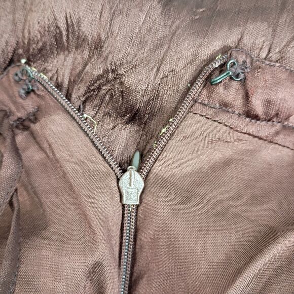 Cache Vintage Y2K Broomstick Sequin Skirt Sz 4 Brown Satin Boho Glam Festival - Picture 13 of 13